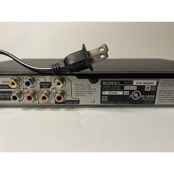 Sony CD/DVD Player DVP-SR200P w/Remote Control Tested Fully Functional - Picture 10 of 16
